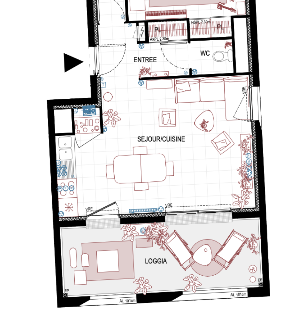 Plan aménagé d’un logement